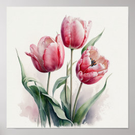 Pink Tulips Blume Art Print Poster