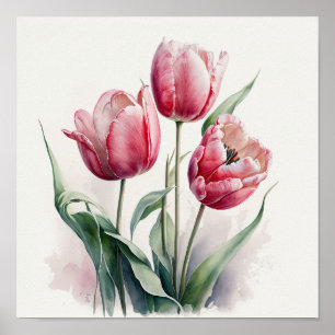 Pink Tulips Blume Art Print Poster
