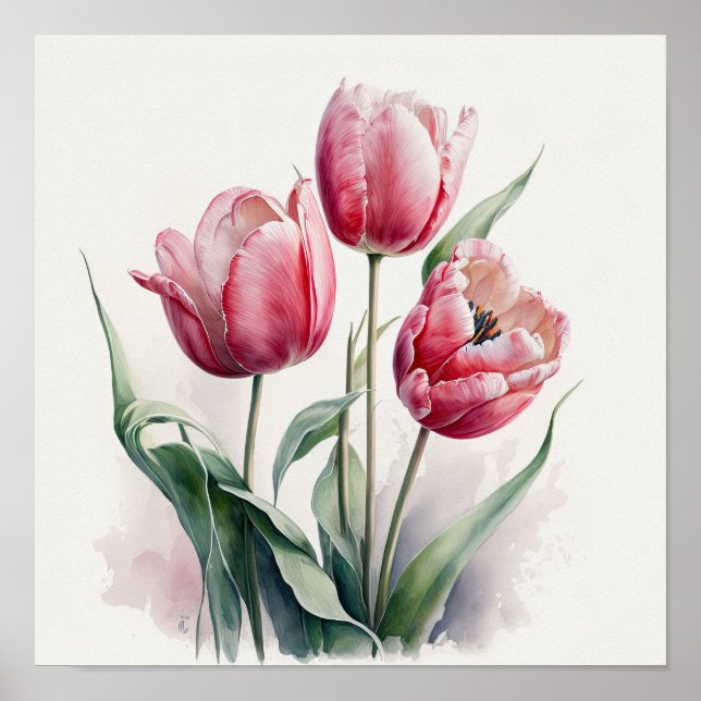 Pink Tulips Blume Art Print Poster (Vorne)