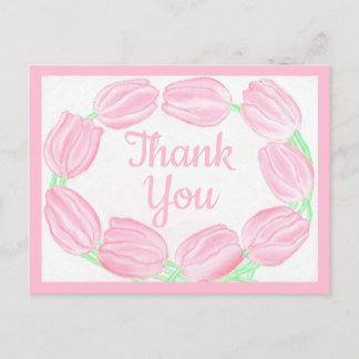 Pink Tulips Border ~Danke Karte