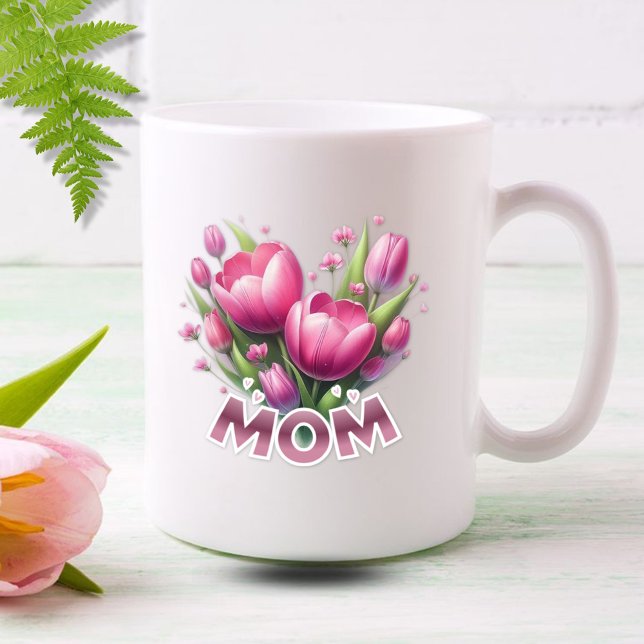 Pink Tulips Bouquet - MAMA Kaffeetasse (Von Creator hochgeladen)