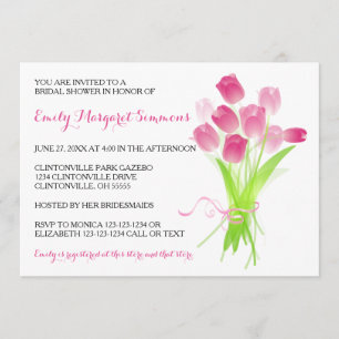 Pink Tulips - Bridal Dusche Einladung