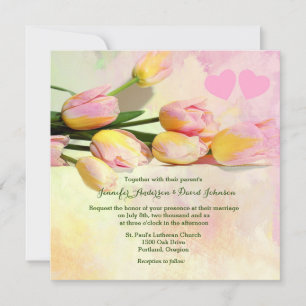 Pink Tulips Custom Wedding Einladung