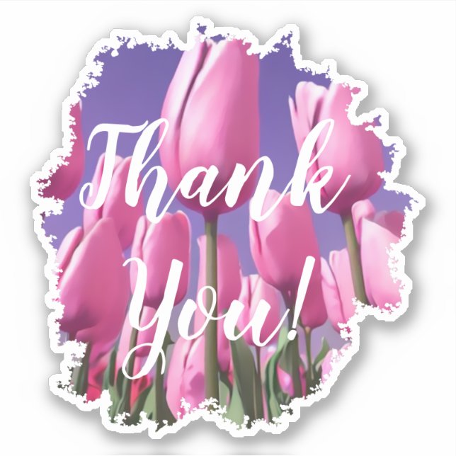 Pink Tulips Danke Aufkleber (Vorderseite)