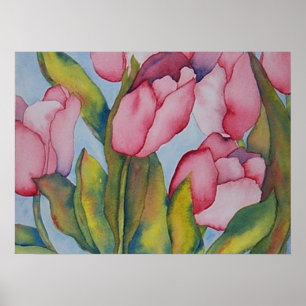 Pink Tulips drucken Poster
