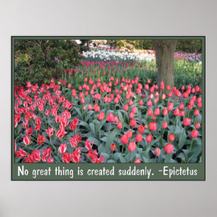 Pink Tulips Epictetus Quote Poster