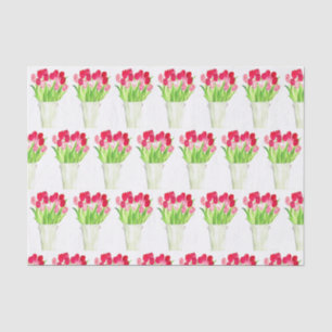 Pink Tulips floral Aquarell elegant rustikal Seidenpapier
