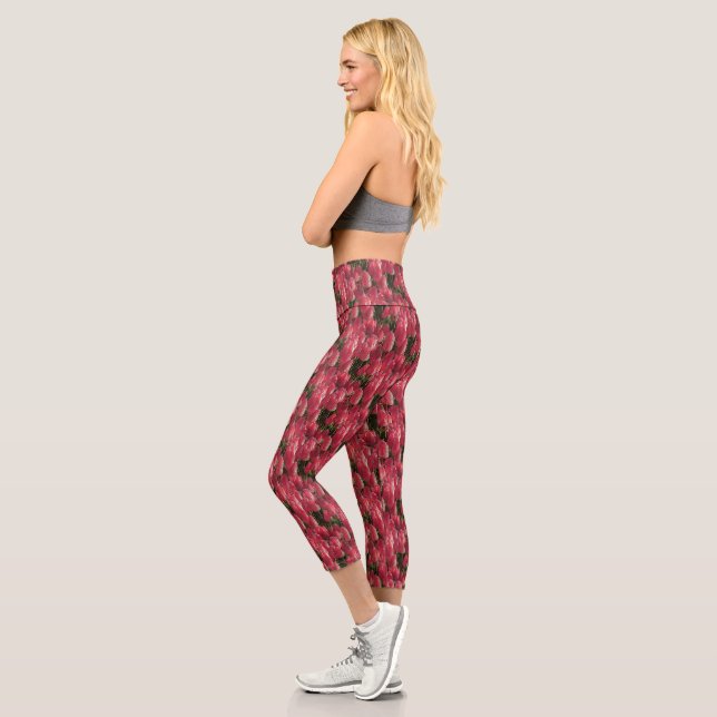 Pink Tulips Floral Capri Leggings (Links)