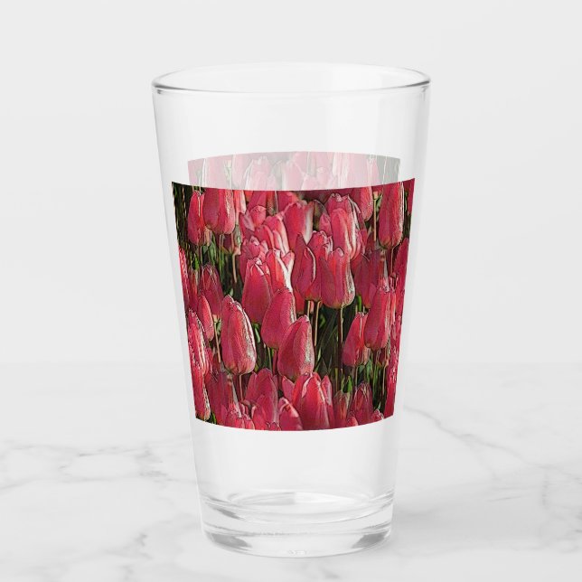 Pink Tulips Floral Glas (Vorderseite)