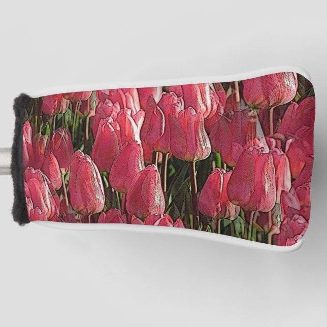 Pink Tulips Floral Golf Headcover (Vorderseite)