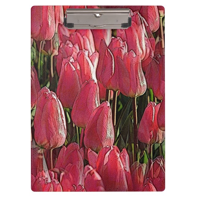 Pink Tulips Floral Klemmbrett (Vorderseite)