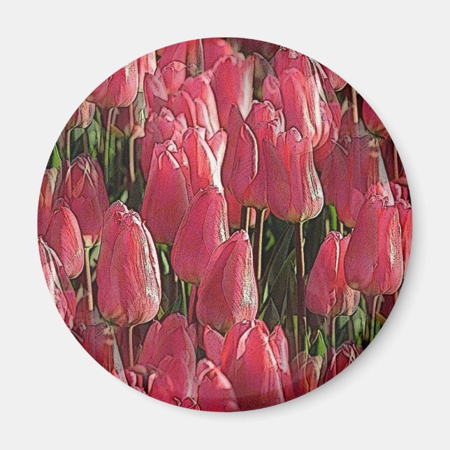 Pink Tulips Floral Magnet (Vorne)