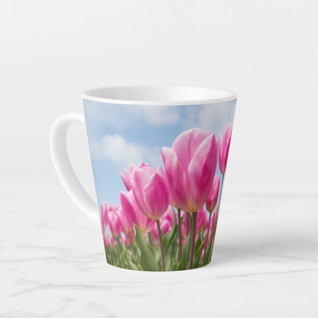 Pink Tulips Floral Mug – Nature Lover Gift Milchtasse (Linke Ecke)