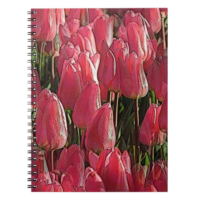 Pink Tulips Floral Notizblock (Vorderseite)