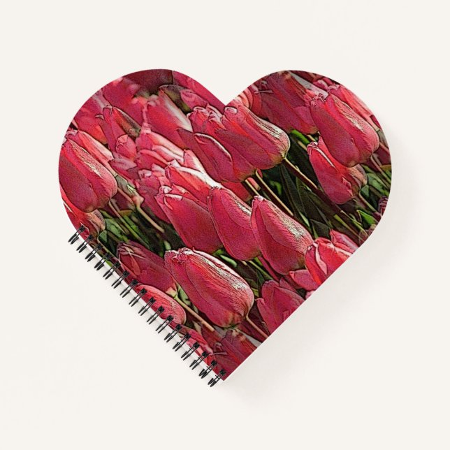 Pink Tulips Floral Notizbuch (Vorderseite)