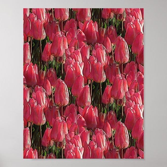 Pink Tulips Floral Poster (Vorne)