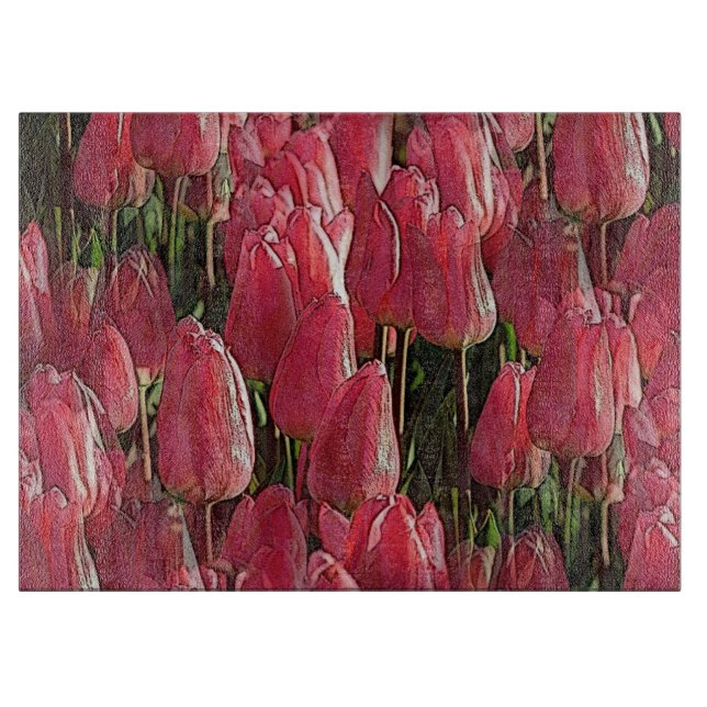 Pink Tulips Floral Schneidebrett (Vorderseite)