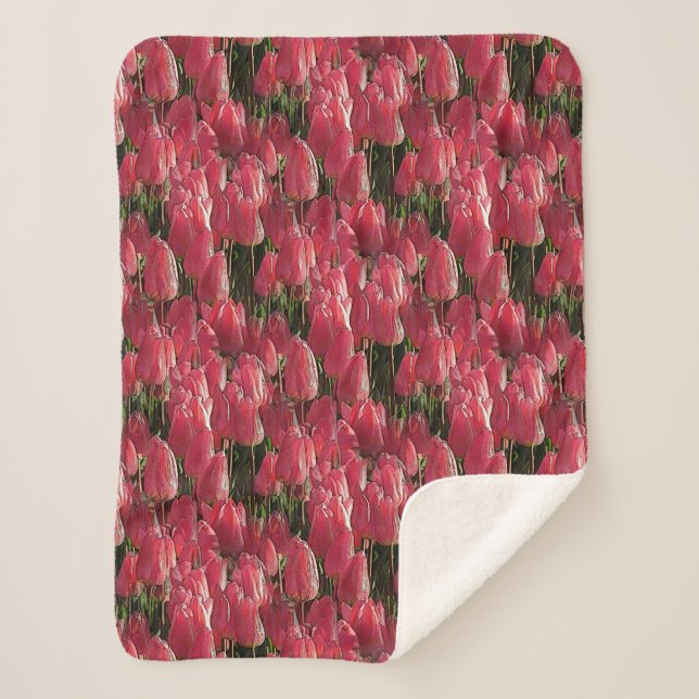 Pink Tulips Floral Sherpadecke (Vorderseite)