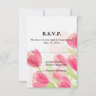 Pink Tulips Floral Wedding RSVP