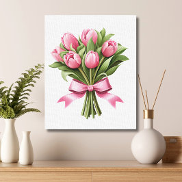 Pink Tulips Grüne Blume Leinwanddruck