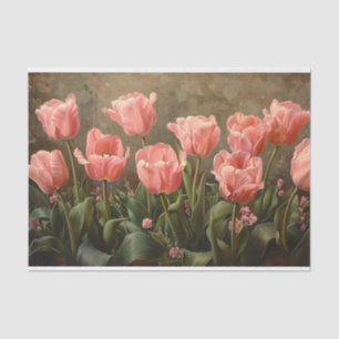 Pink Tulips Malerei botanische Dekoupage Seidenpapier