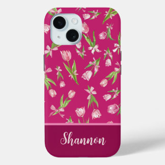 Pink Tulips mit Bows iPhone Case
