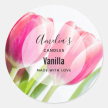 Pink Tulips mit grünen Blätter - Candle Business