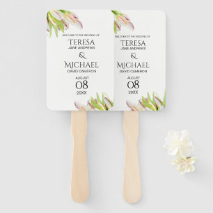 Pink Tulips Personalisiert Garden Wedding Fächer