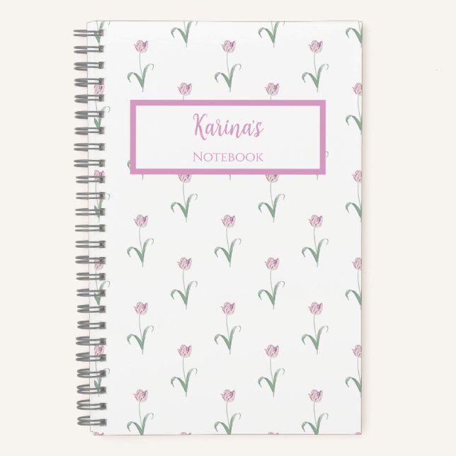 Pink Tulips Personalized Journal Notebook Notizbuch (Vorderseite)