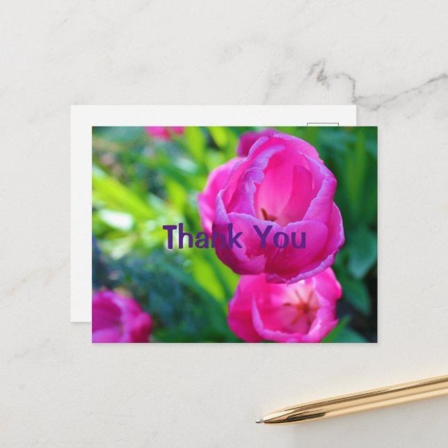 Pink Tulips Postkarte (Vorderseite/Rückseite Beispiel)