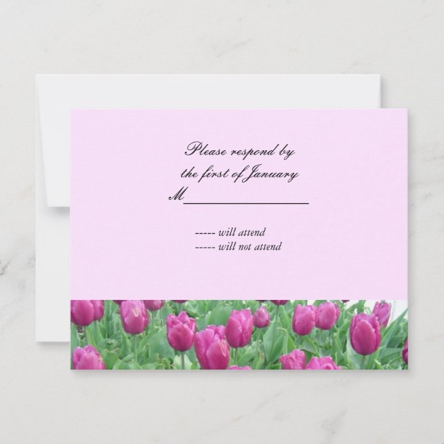 Pink Tulips Reply Card RSVP Karte (Vorderseite)