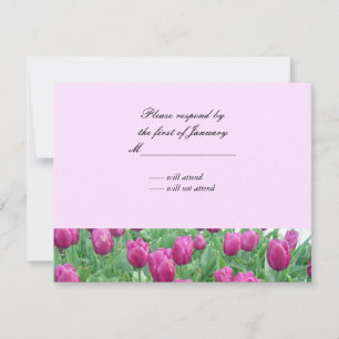 Pink Tulips Reply Card RSVP Karte
