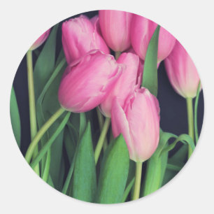 Pink Tulips Runder Aufkleber