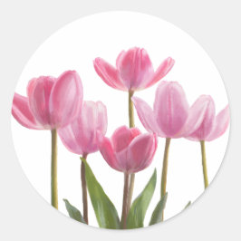 Pink Tulips Runder Aufkleber