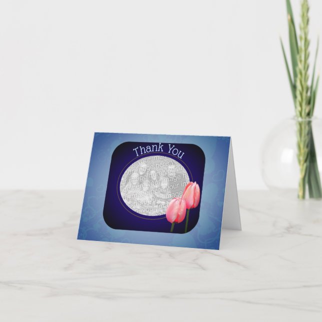Pink Tulips Vielen Dank für Ihre Fotokarte Dankeskarte (Vorderseite)