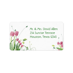 Pink Tulips White Address Labels Adressaufkleber