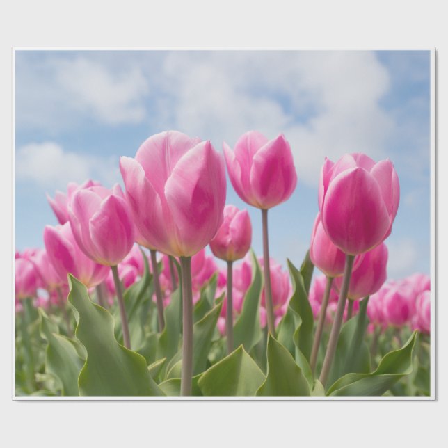 Pink Tulips Wrapping Paper  Geschenkpapier (Flach)