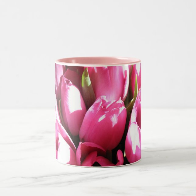Pink Tulips Zweifarbige Tasse (Mittel)