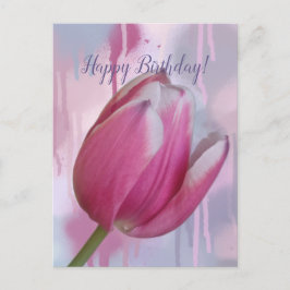 Pink Tullip tropfende Farbe Hintergrund & benutzer Postkarte