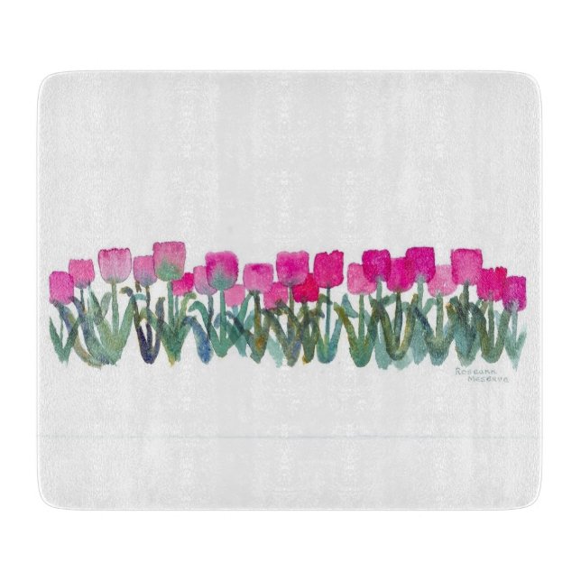Pink Tulpe Groove-Schneidebrett Schneidebrett (Vorderseite)