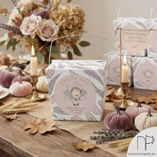 Pink Turkey & Feathers Fall Girl Babydusche Geschenkschachtel
