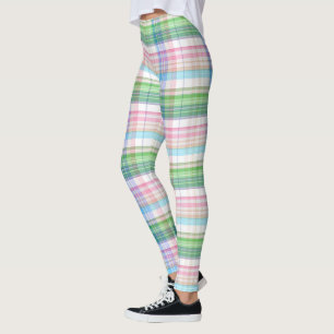 Pink Türkis Blue Lime Green Kariert Tartan Karo Leggings