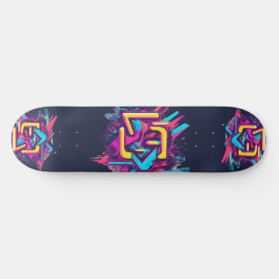 Pink, Türkis, Gelb Abstraktes Graffiti Skateboardd Skateboard