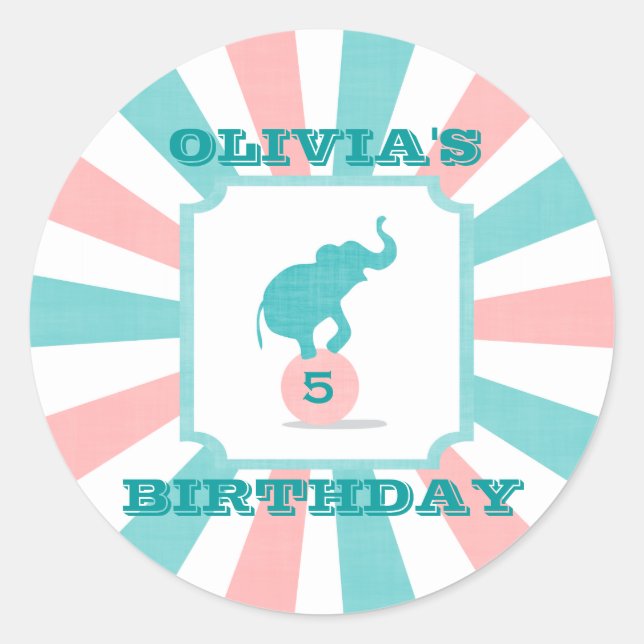 Pink | Türkisches Karneval Party Big Top Geburtsta Runder Aufkleber (Vorderseite)