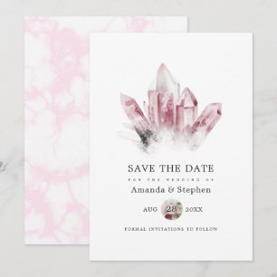 Pink-Turmalin- und Marmor-Hochzeit Save The Date