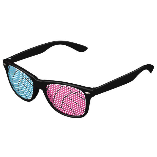 Pink & Turquoise Volleyball Sonnenbrille (Schrägansicht)