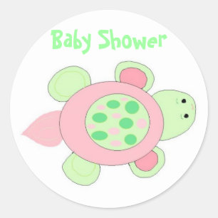 Pink Turtle Baby Dusche Runder Aufkleber