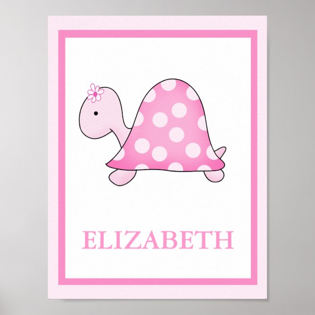 PINK TURTLE INDIVIDUELLE NAME DRUCKEN POSTER (Vorne)
