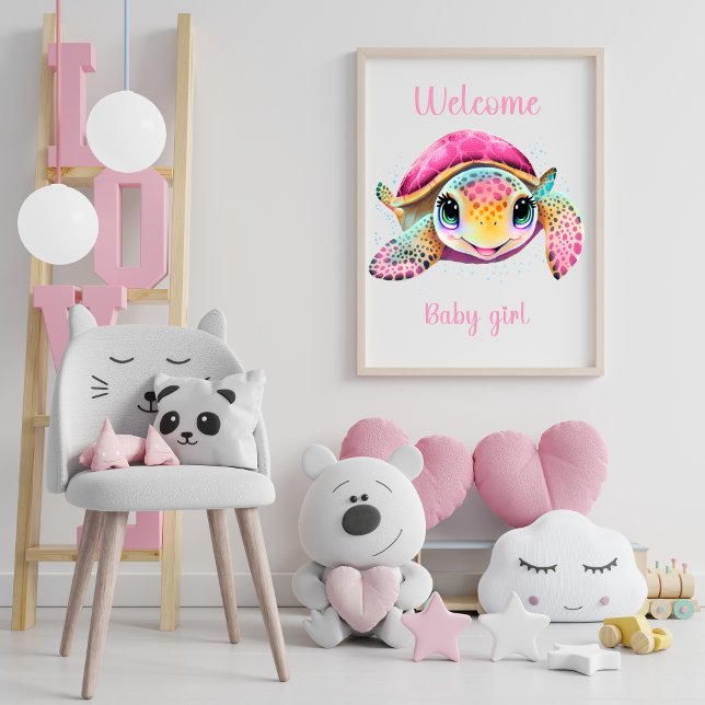 PINK TURTLE WICOME BABY MIRL POSTER (Von Creator hochgeladen)