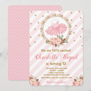 Pink Tutu Ballerina Ballerina Babydusche Einladung